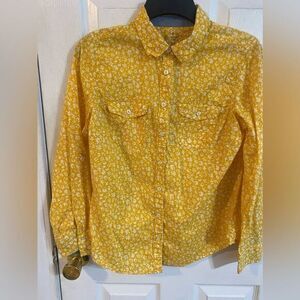 - Women St. John yellow and white floral long sleeve‎ blouse size petite me…